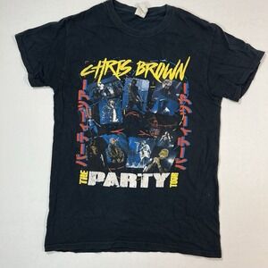 Chris‎ Brown T Shirt Mens Sz Small  The Party Tour Cotton Black